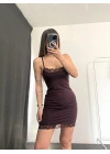 Keira Dantel Detay Mini Elbise - Bordo