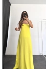 Keten Maxi Elbise -Sarı
