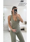 Lamia Sırt Dekolte Takım - Haki