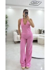 Lamia Sırt Dekolte Takım - Pembe
