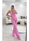 Lamia Sırt Dekolte Takım - Pembe