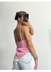 Layla Askılı Bluz - Pembe