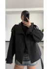 lazy Omega Trençkot - Siyah