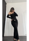 Lena Tek Omuz Tokalı Elbise - Siyah