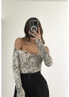 Leopar Corseli Crop - Bej