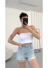 Lexi Gloplu Crop - Beyaz