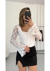 Lidya Dantel Bluz - Beyaz