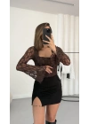 Lidya Dantel Bluz - Kahve