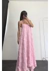 Lilia Keten Elbise - Pembe