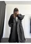 Lilian Deri Trençkot - Siyah