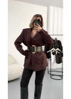 Lilith Kemerli Blazer Ceket - Bordo