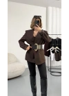 Lilith Kemerli Blazer Ceket - Kahve