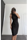 Linda Bağlama Detay Elbise - Siyah