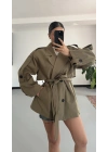 Lindia Kısa Trençkot - Haki