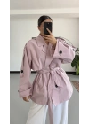 Lindia Kısa Trençkot - Pembe
