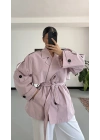 Lindia Kısa Trençkot - Pembe
