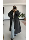Lisa Long Kaşe Kaban - Antrasit