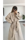 Lisa Long Kaşe Kaban - Bej