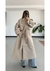 Lisa Long Kaşe Kaban - Bej