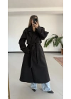 Lisa Long Kaşe Kaban - Siyah