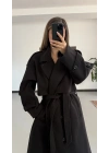 Lisa Long Kaşe Kaban - Siyah