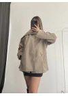 Lisa Şal Yaka Kaşe Kaban - Bej