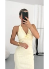 Lisa Yırtmaçlı Elbise - Sarı