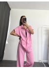 Lona Fermuarlı Takım - Pembe