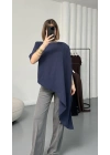Lora Asimetrik Bluz - Lacivert