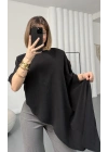 Lora Asimetrik Bluz - Siyah