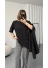 Lora Asimetrik Bluz - Siyah