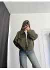 Lora Bukle Ceket - Haki