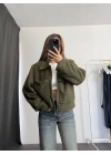 Lora Bukle Ceket - Haki