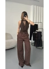 Luce Kemerli Pantolon - Kahve