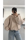 Maira Oversize Süet Ceket - Bej