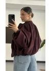 Maira Oversize Süet Ceket - Bordo