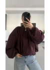 Maira Oversize Süet Ceket - Bordo