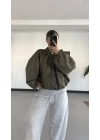 Maira Oversize Süet Ceket - Haki