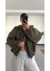 Maira Oversize Süet Ceket - Haki