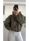 Maira Oversize Süet Ceket - Haki