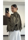 Maira Oversize Süet Ceket - Haki
