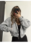 Mark Basic Şardonlu Hırka - Gri Melanj