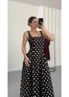 Marlee Puantiyeli Elbise - Siyah