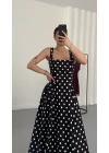 Marlee Puantiyeli Elbise - Siyah
