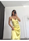 Maxi Saten Elbise - Sarı