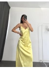 Maxi Saten Elbise - Sarı