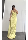 Maxi Saten Elbise - Sarı