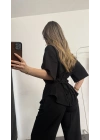 Maya Sırt Detay Modal Bluz - Siyah