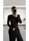 Mayte Yanı Büzgülü Takım - Kahve