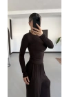 Mayte Yanı Büzgülü Takım - Kahve